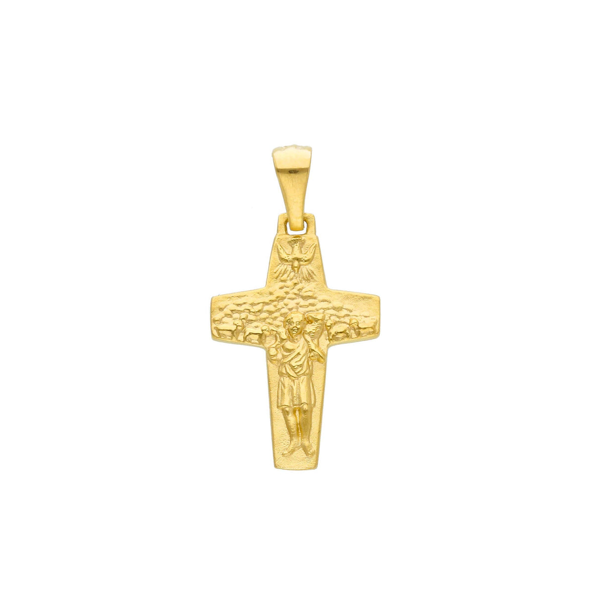 Croce Buon Pastore Papa Francesco in Oro Giallo 18kt