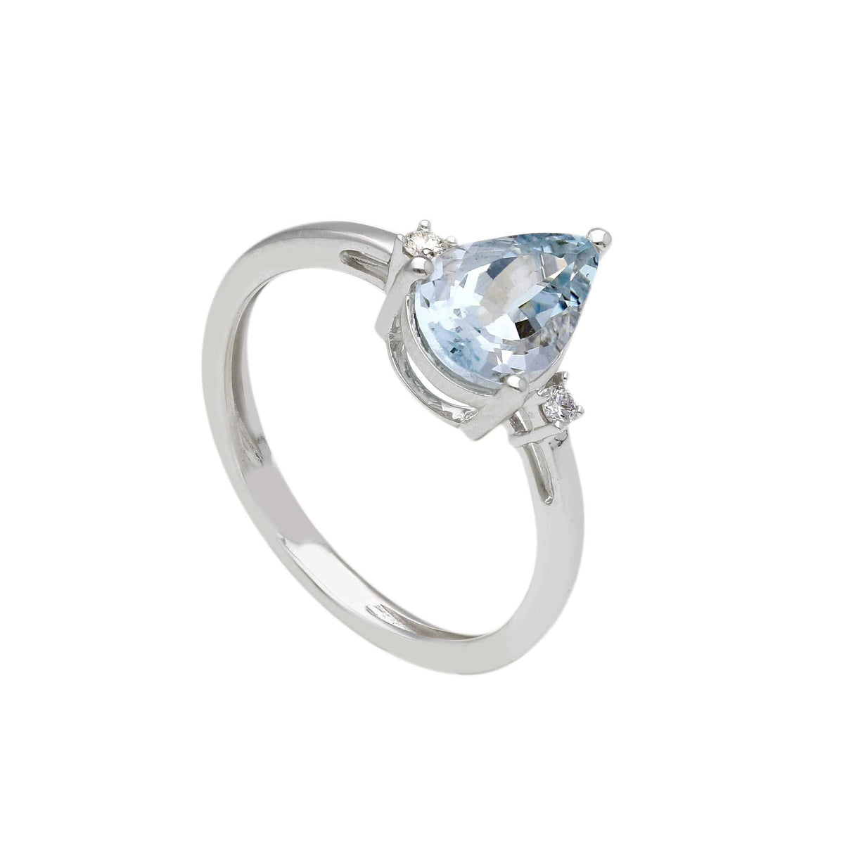 Anello con Diamanti e Acquamarina ct 1.12