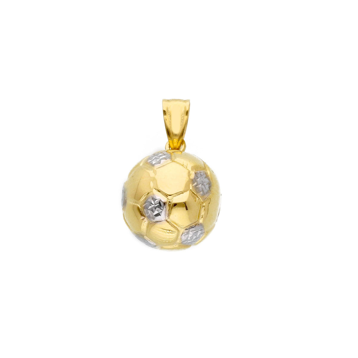 Ciondolo Pallone Calcio in Oro Giallo e Bianco 18kt