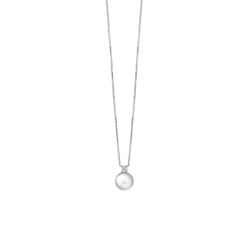  Damiani Necklace in White Gold and Japanese Pearls 6.5 x 7 mm