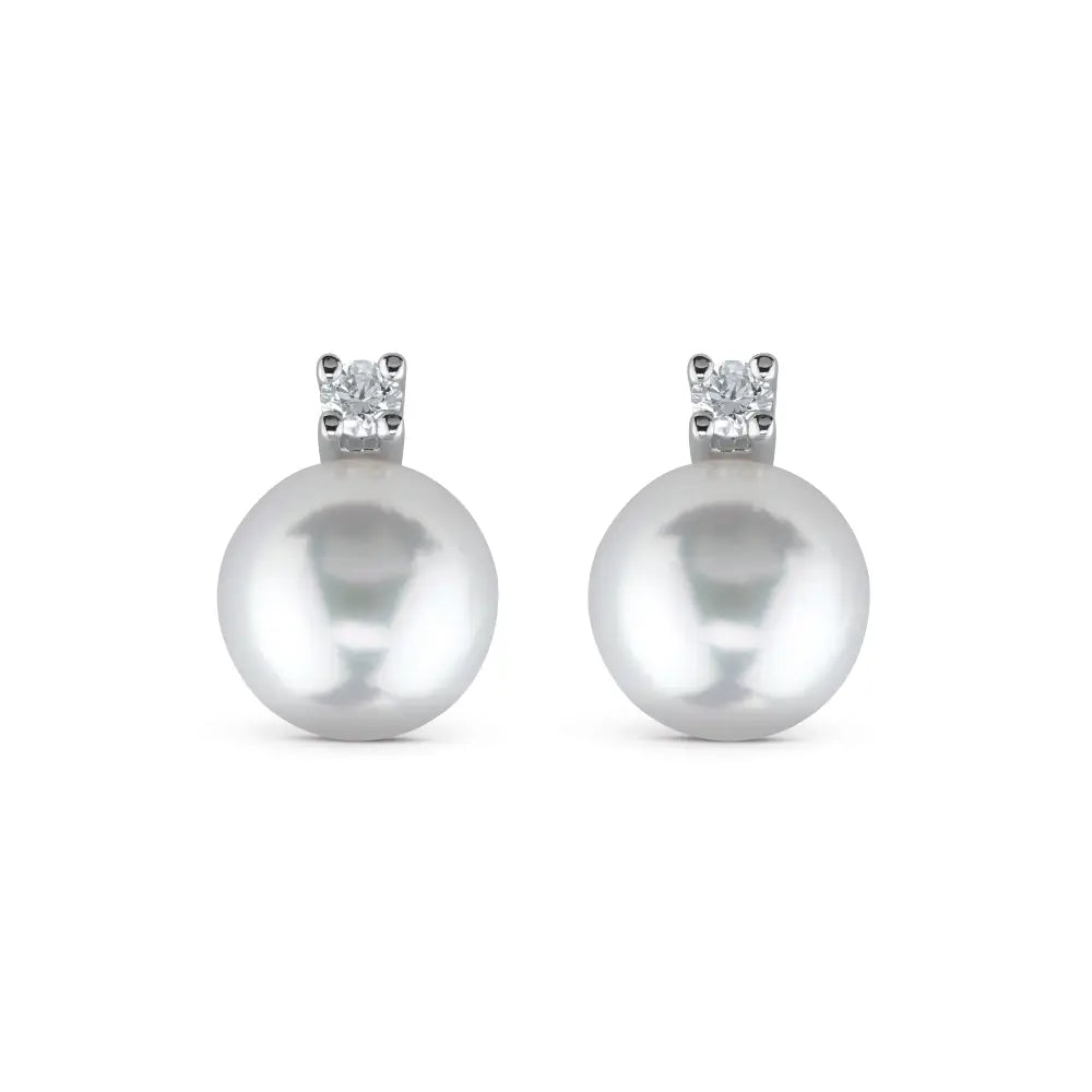 Damiani Earrings in White Gold with Diamonds and Pearls 7.5 x 8 MM