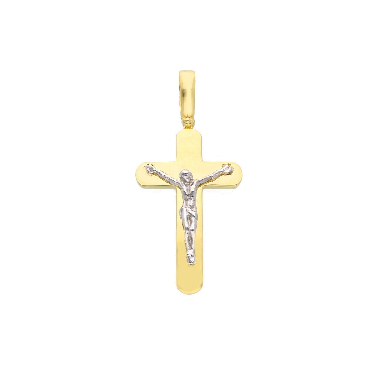 Croce con Cristo in Oro Giallo e Bianco 18kt