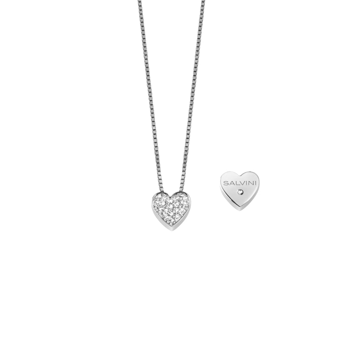  Salvini I Segni Heart Necklace in White Gold and Diamonds