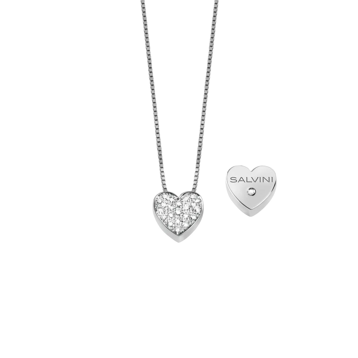  Salvini I Segni Heart Necklace in White Gold and Diamonds