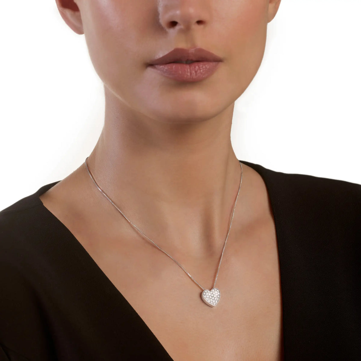  Salvini I Segni Heart Necklace in White Gold and Diamonds