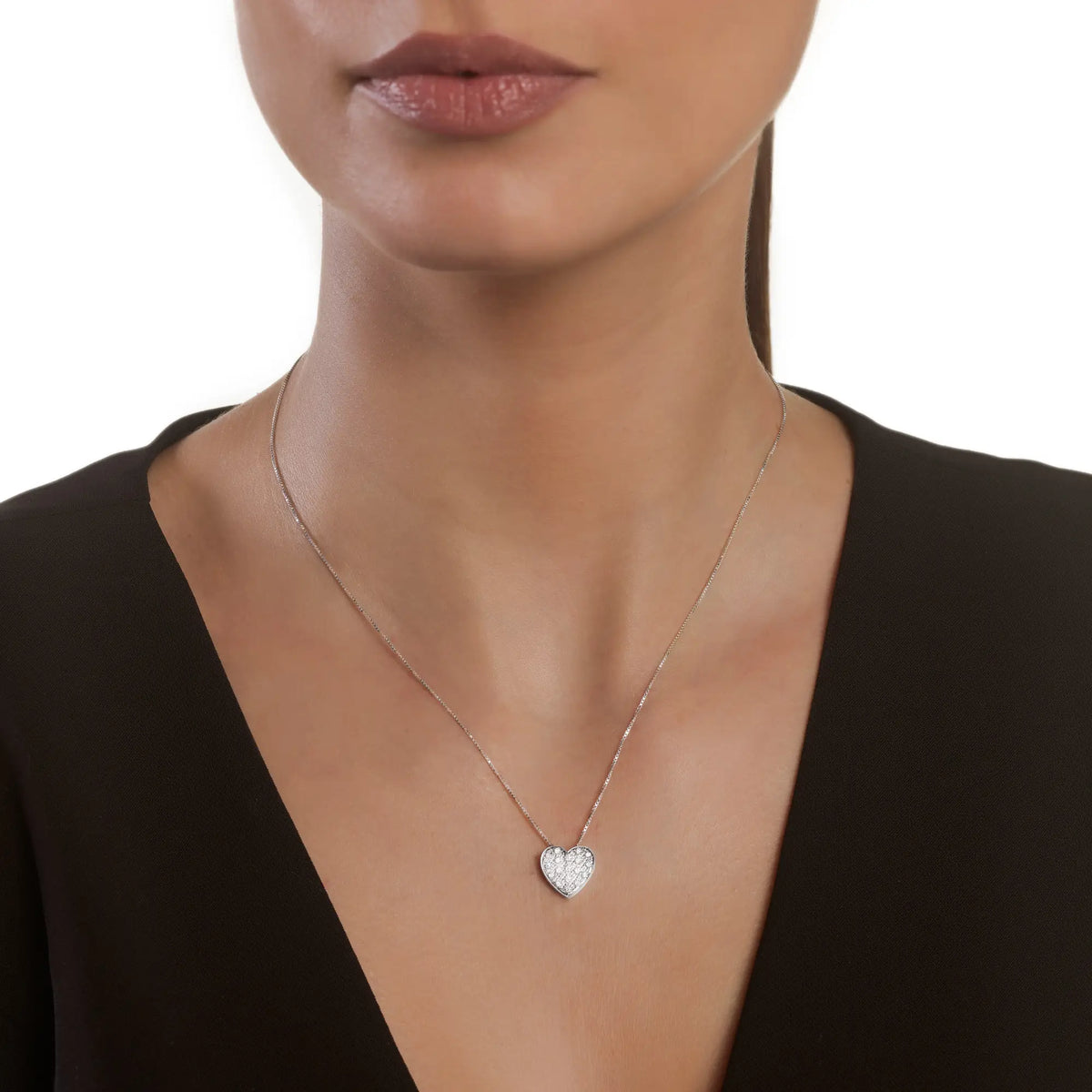  Salvini I Segni Heart Necklace in White Gold and Diamonds