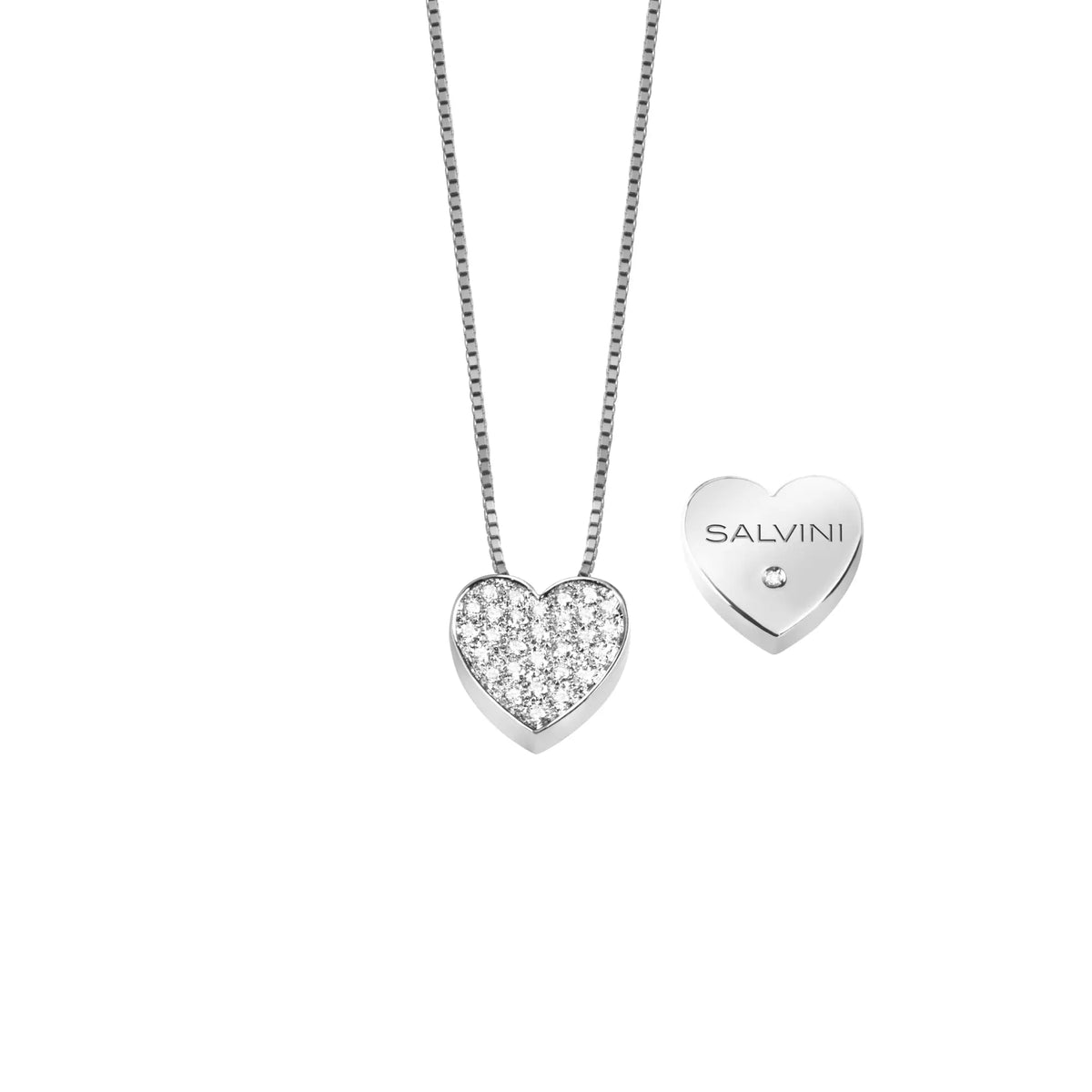  Salvini I Segni Heart Necklace in White Gold and Diamonds