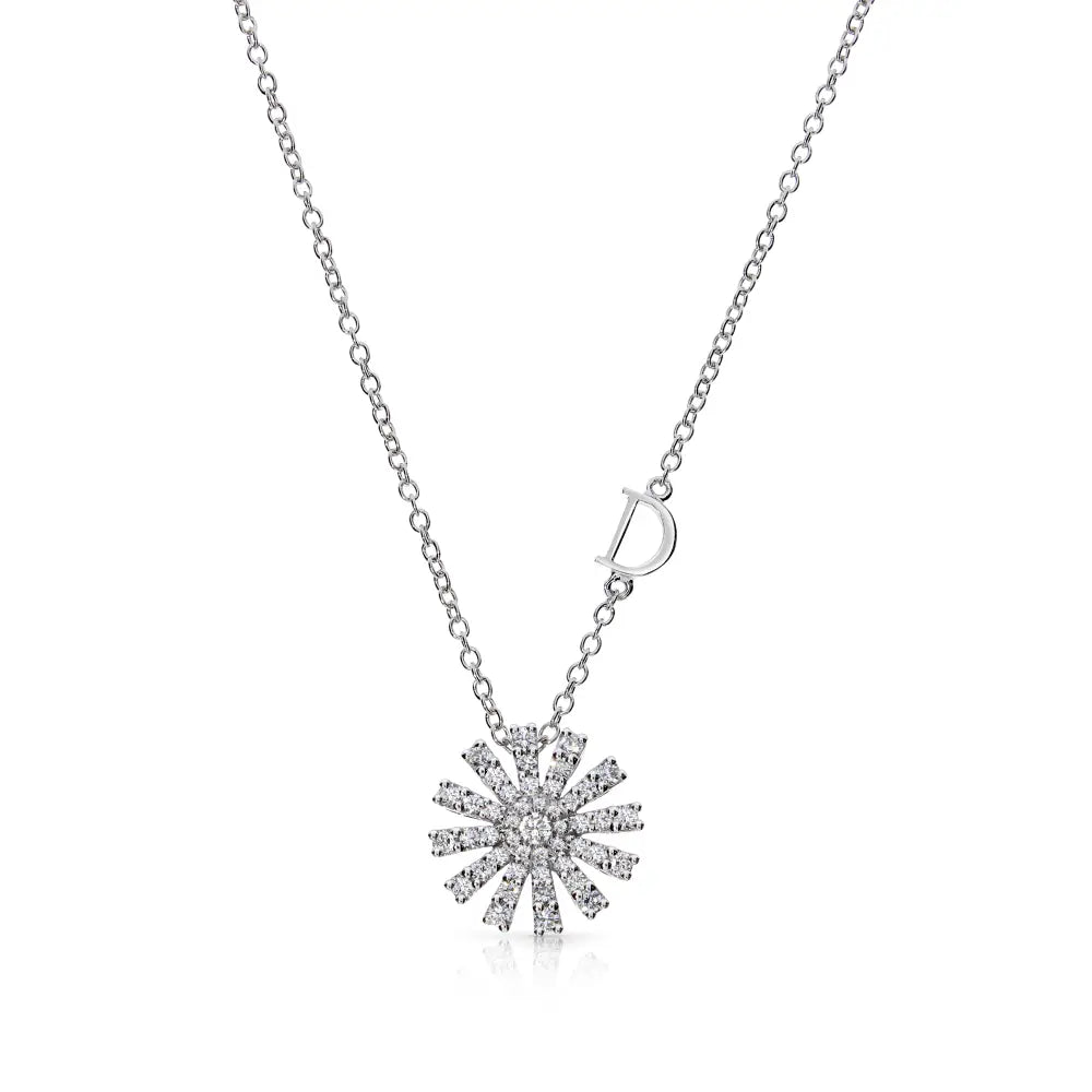 Damiani 12MM Daisy Necklace in White Gold and Diamonds