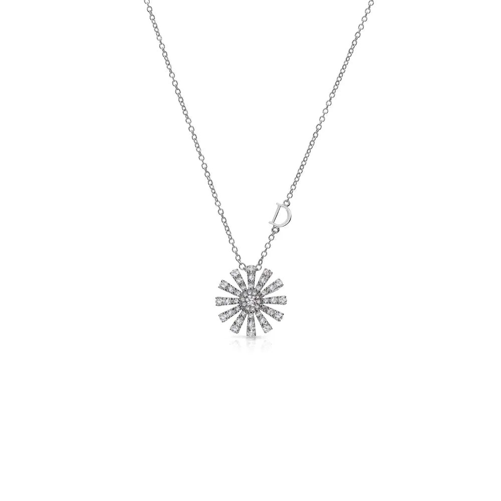  Damiani 16MM Daisy Necklace in White Gold and Diamonds