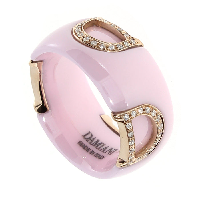 Damiani Anello D.Icon in Ceramica Rosa, Oro Rosa e Diamanti