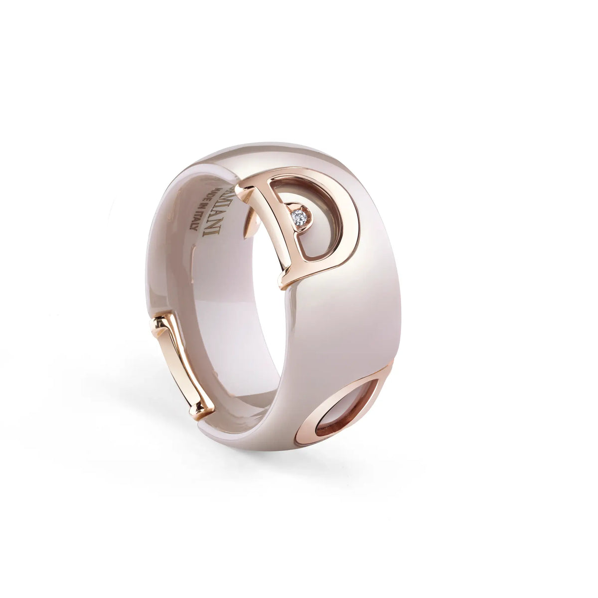 Damiani Anello D.Icon in Ceramica Cappuccino e Oro Rosa