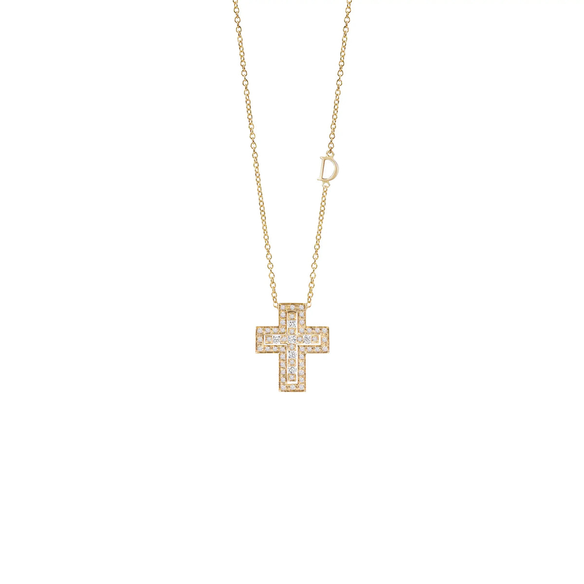 Damiani Belle Epoque Cross Necklace in White Gold and Diamonds