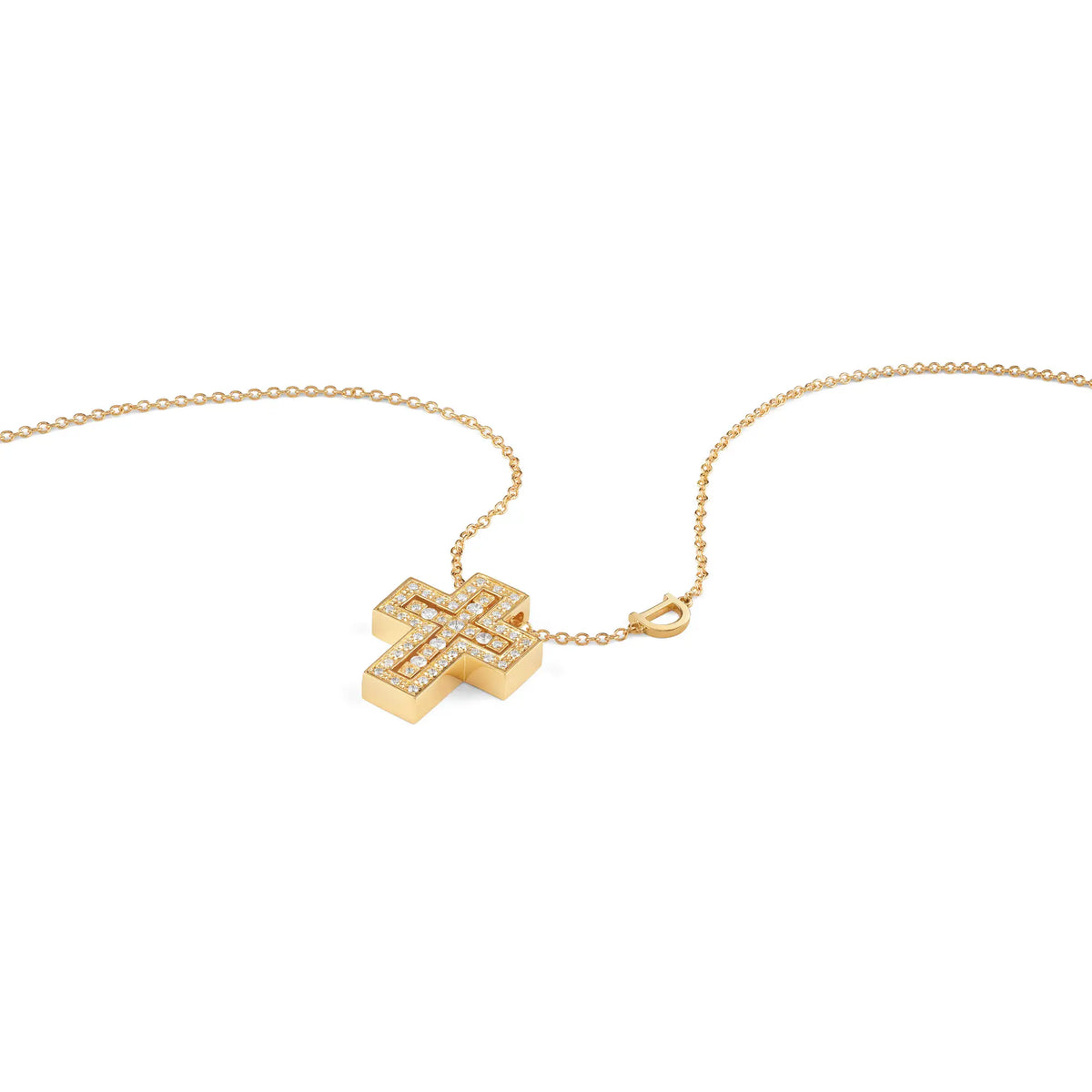 Damiani Belle Epoque Cross Necklace in White Gold and Diamonds