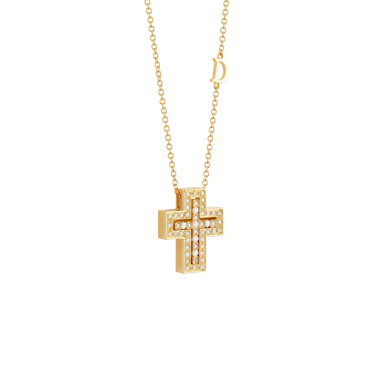 Damiani Belle Epoque Cross Necklace in White Gold and Diamonds