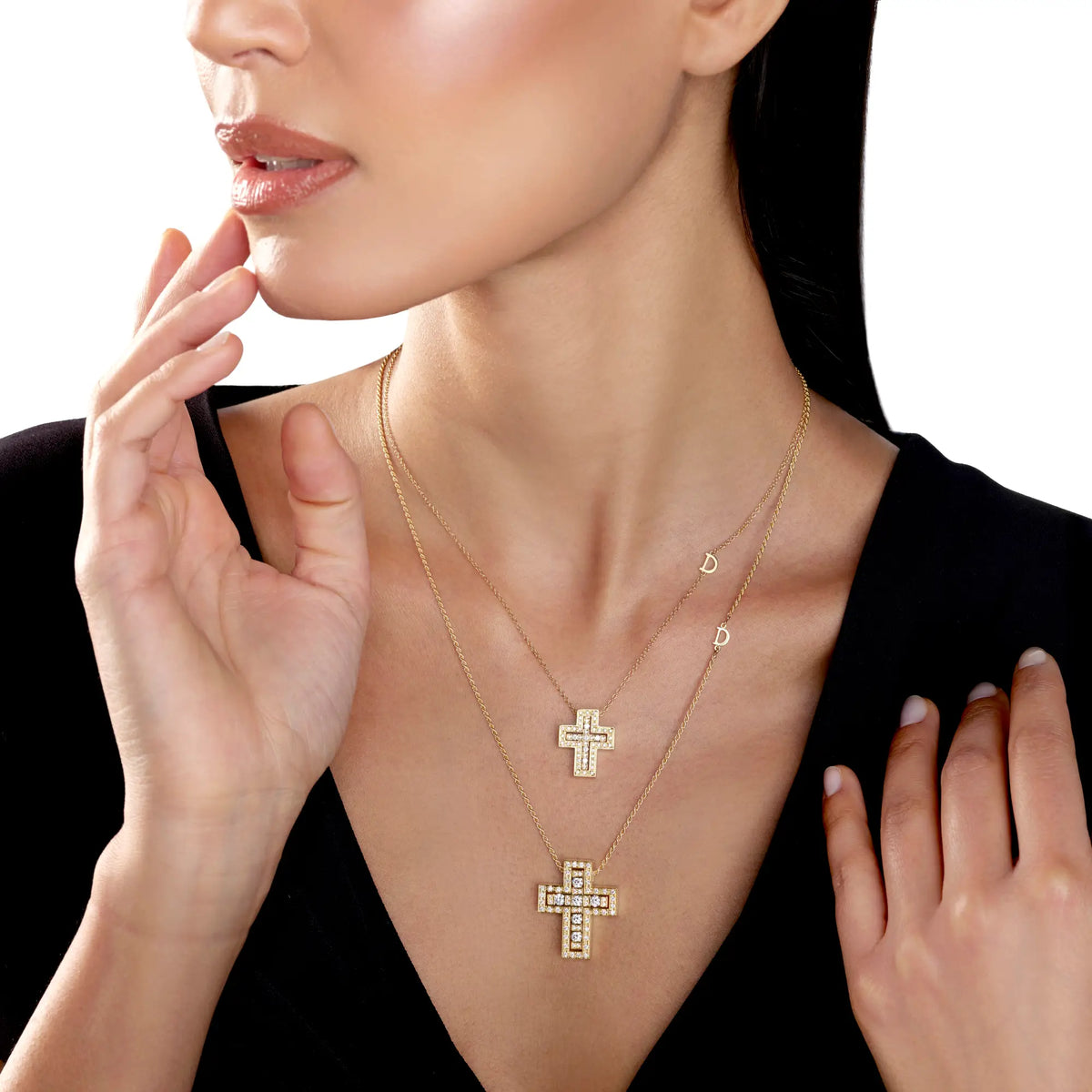 Damiani Belle Epoque Cross Necklace in White Gold and Diamonds