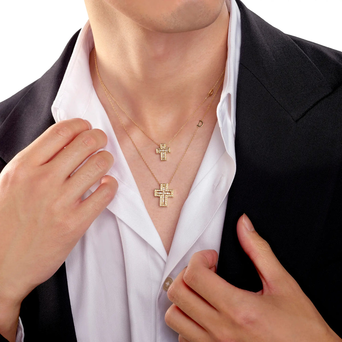 Damiani Belle Epoque Cross Necklace in White Gold and Diamonds