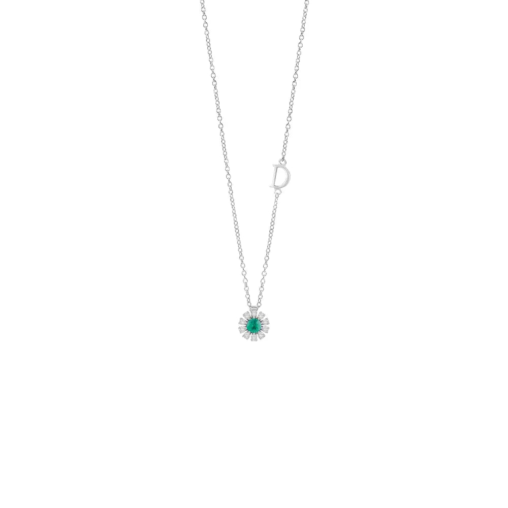 Damiani Margherita Necklace in White Gold and Emerald