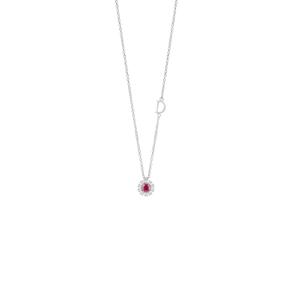 Damiani Margherita Necklace in White Gold and Ruby