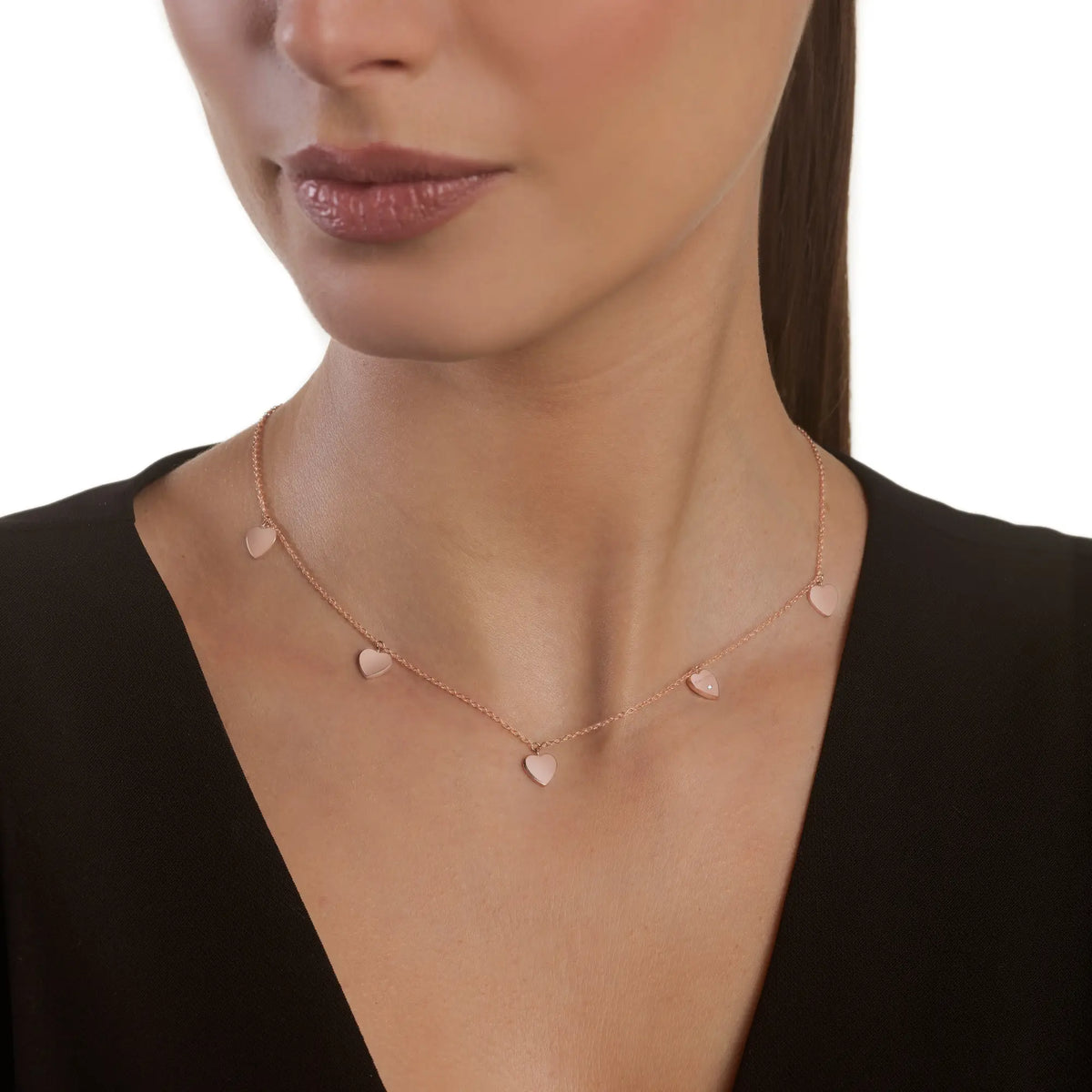  Salvini I Segni Luna Necklace in 9kt Rose Gold and Diamond