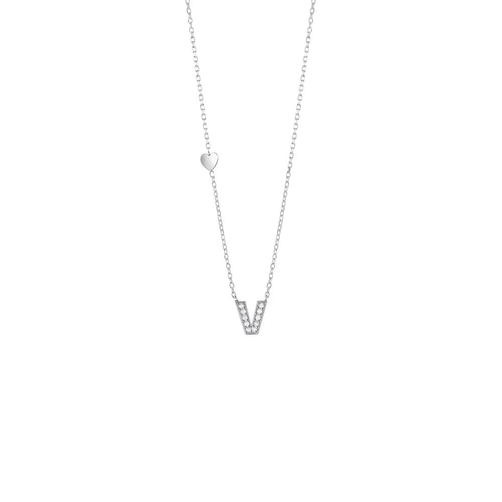 Salvini Necklace Be Happy Letters in White Gold and Diamonds