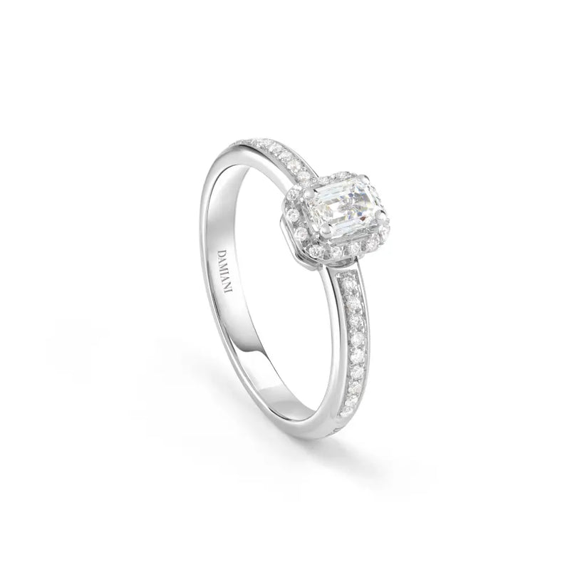  Damiani Minou Full Pave White Gold Ring with Heart Cut Diamond