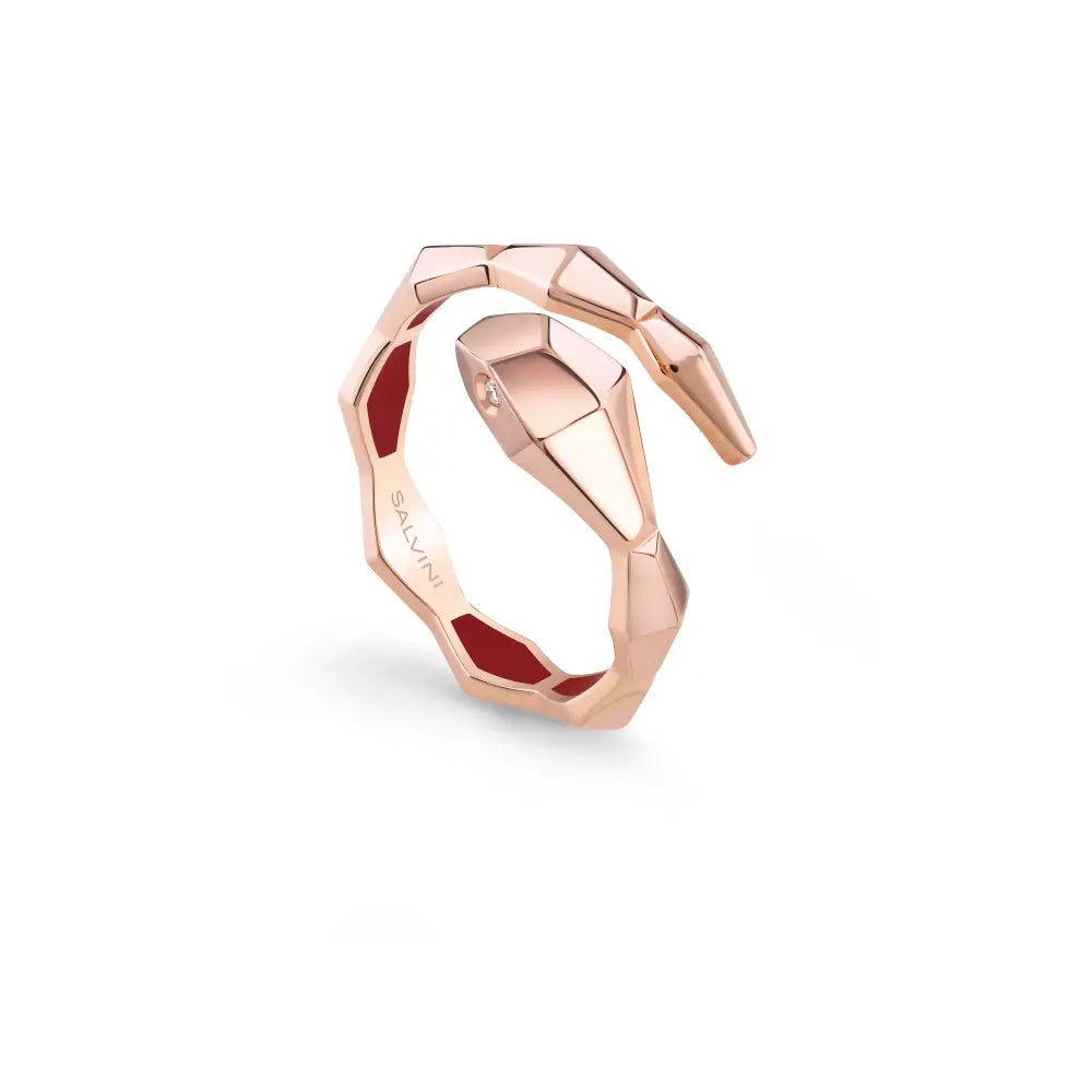  Salvini Rose Gold EVA Ring with Diamonds and Red Hybrid Ceramic