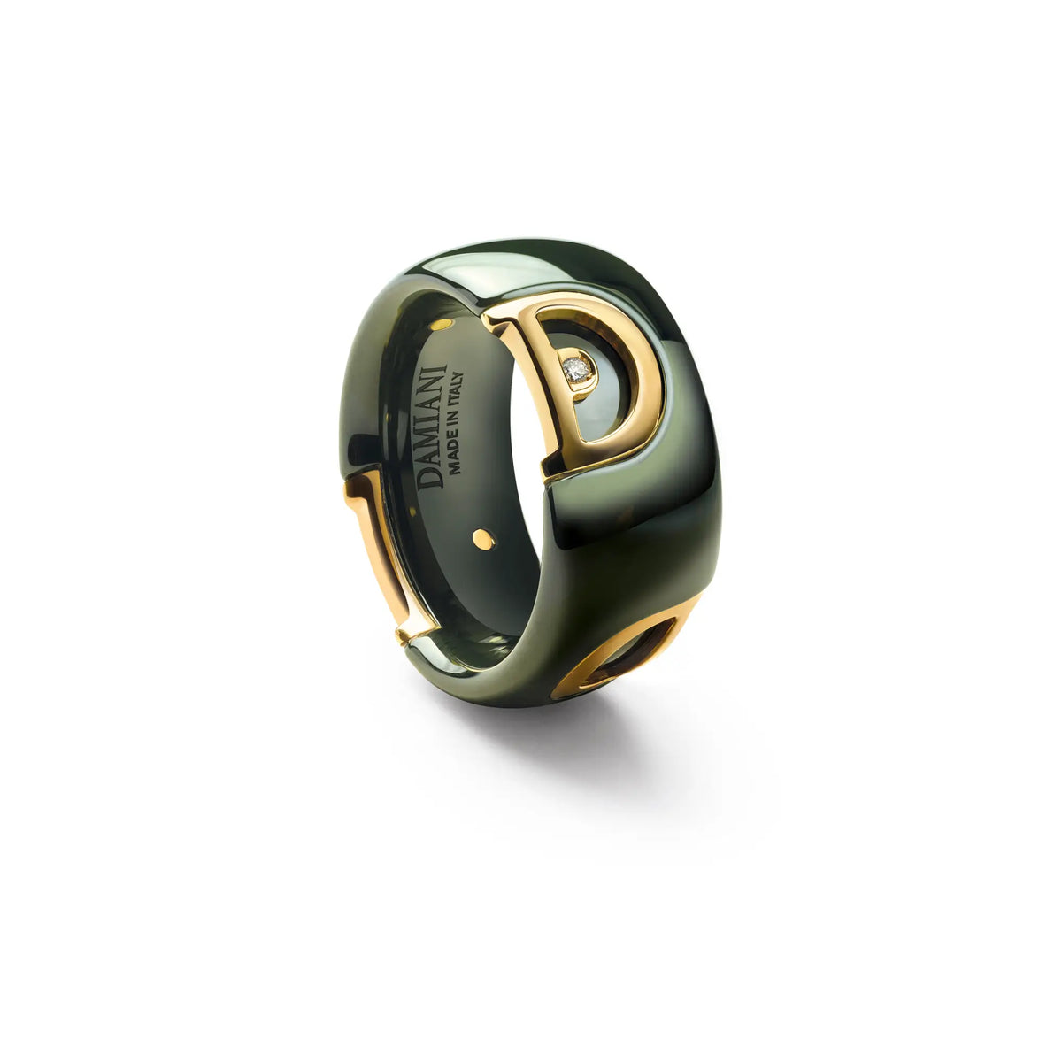 Damiani Anello D.Icon in Ceramica Verde e Oro Giallo