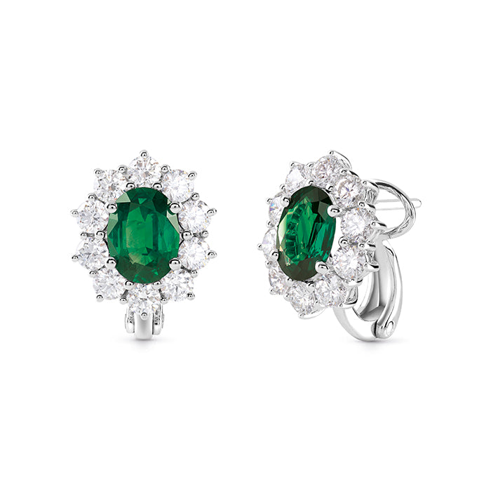 Salvini White Gold Earrings with Diamonds and Emeralds