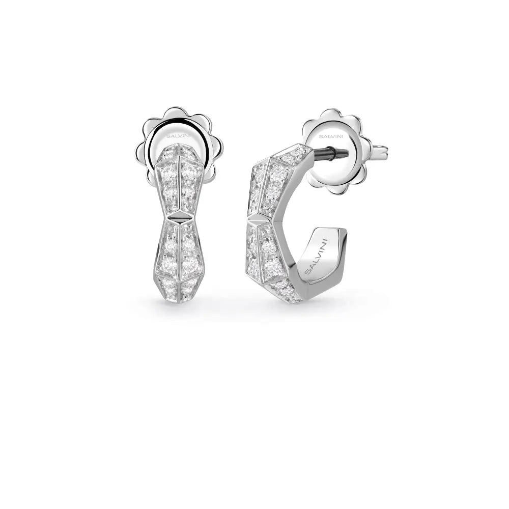  Salvini White Gold EVA Earrings with Diamonds and Red Hybrid Ceramic