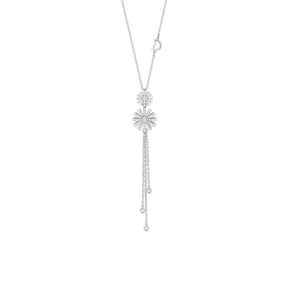 Damiani Necklace 2 Daisies in White Gold and Diamonds