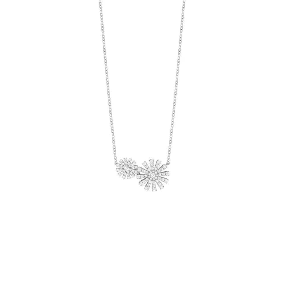 Damiani Necklace 2 Daisies in White Gold and Diamonds