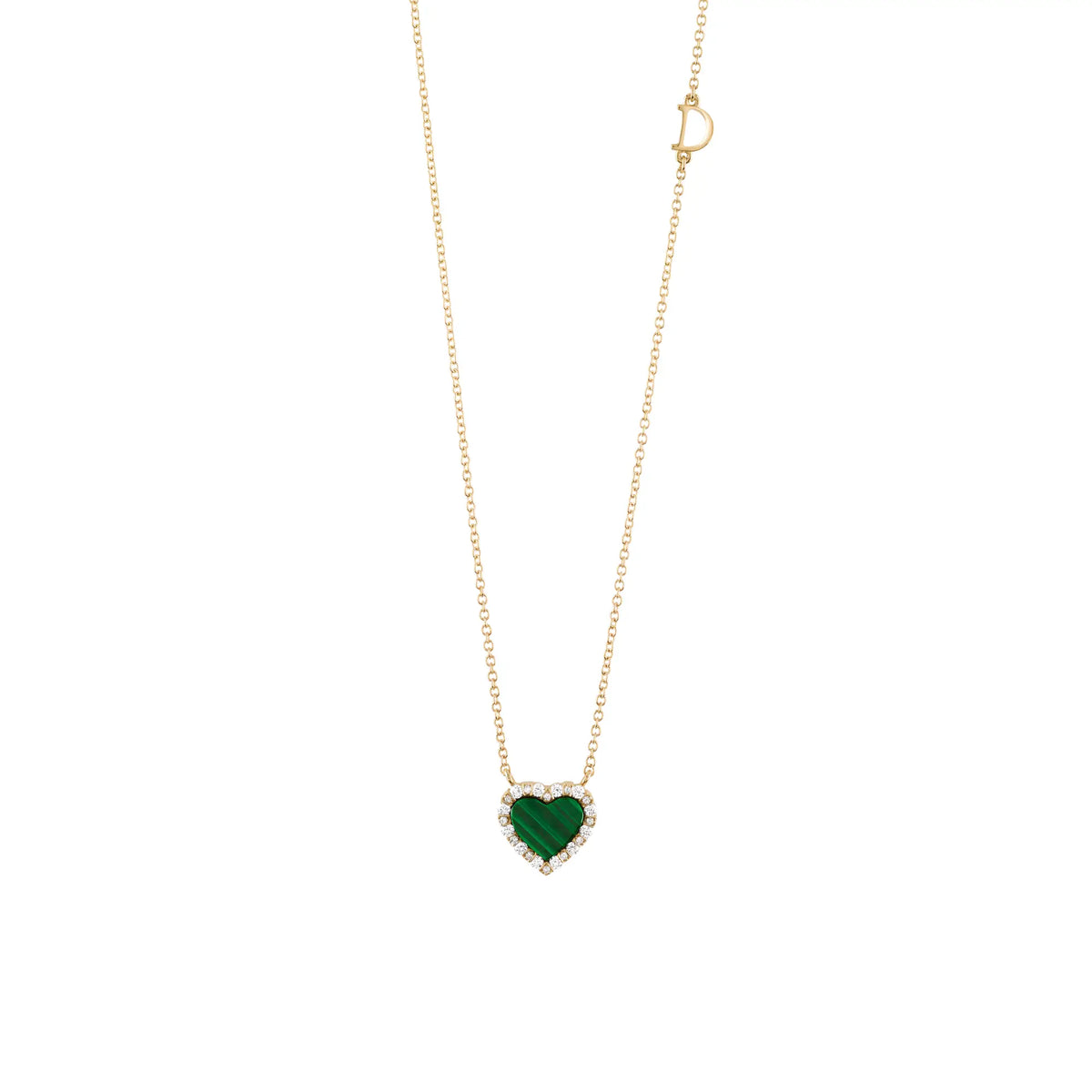 Damiani Collana Belle Epoque Cuore Oro Giallo, Diamanti e Malachite