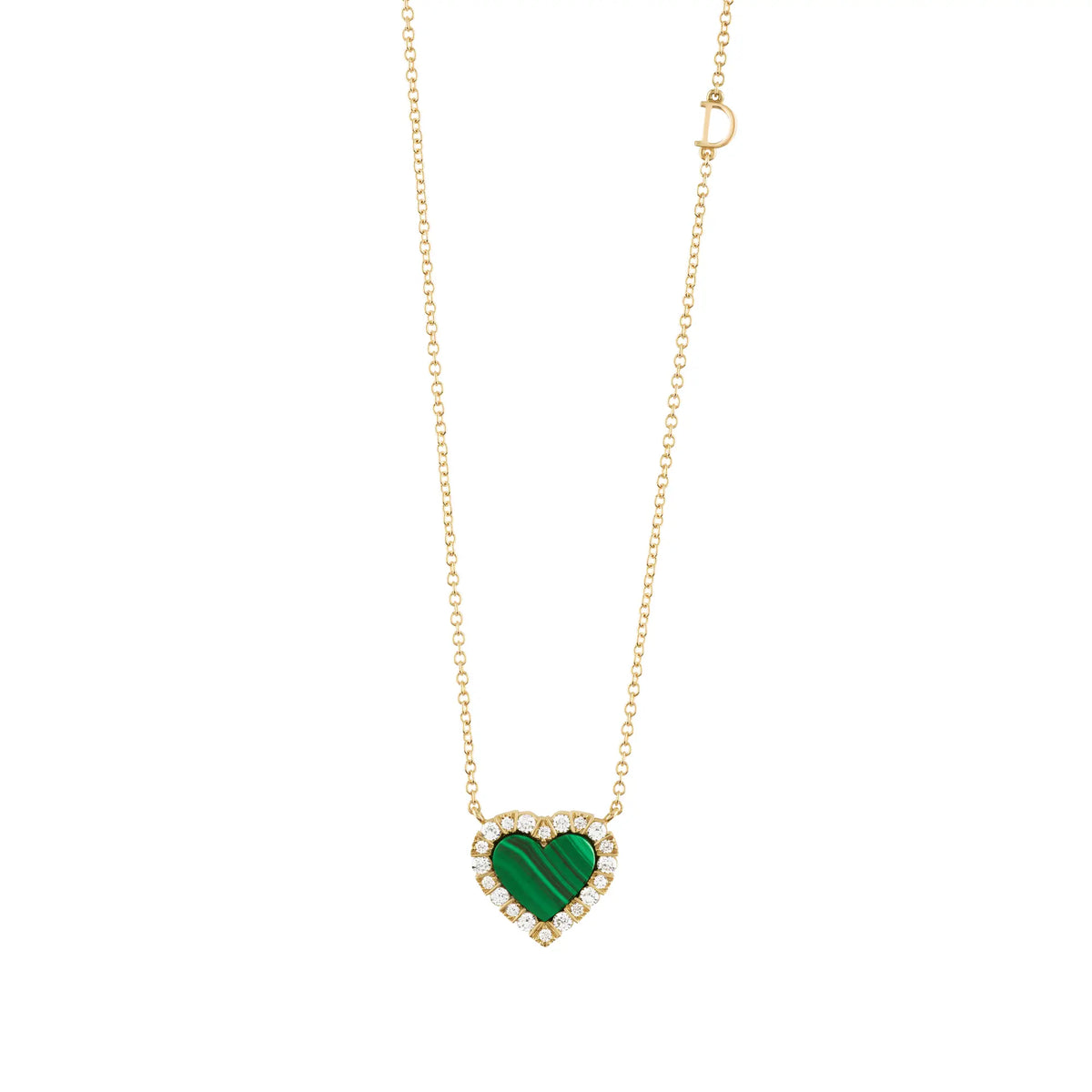 Damiani Collana Belle Epoque Cuore Oro Giallo, Diamanti e Malachite