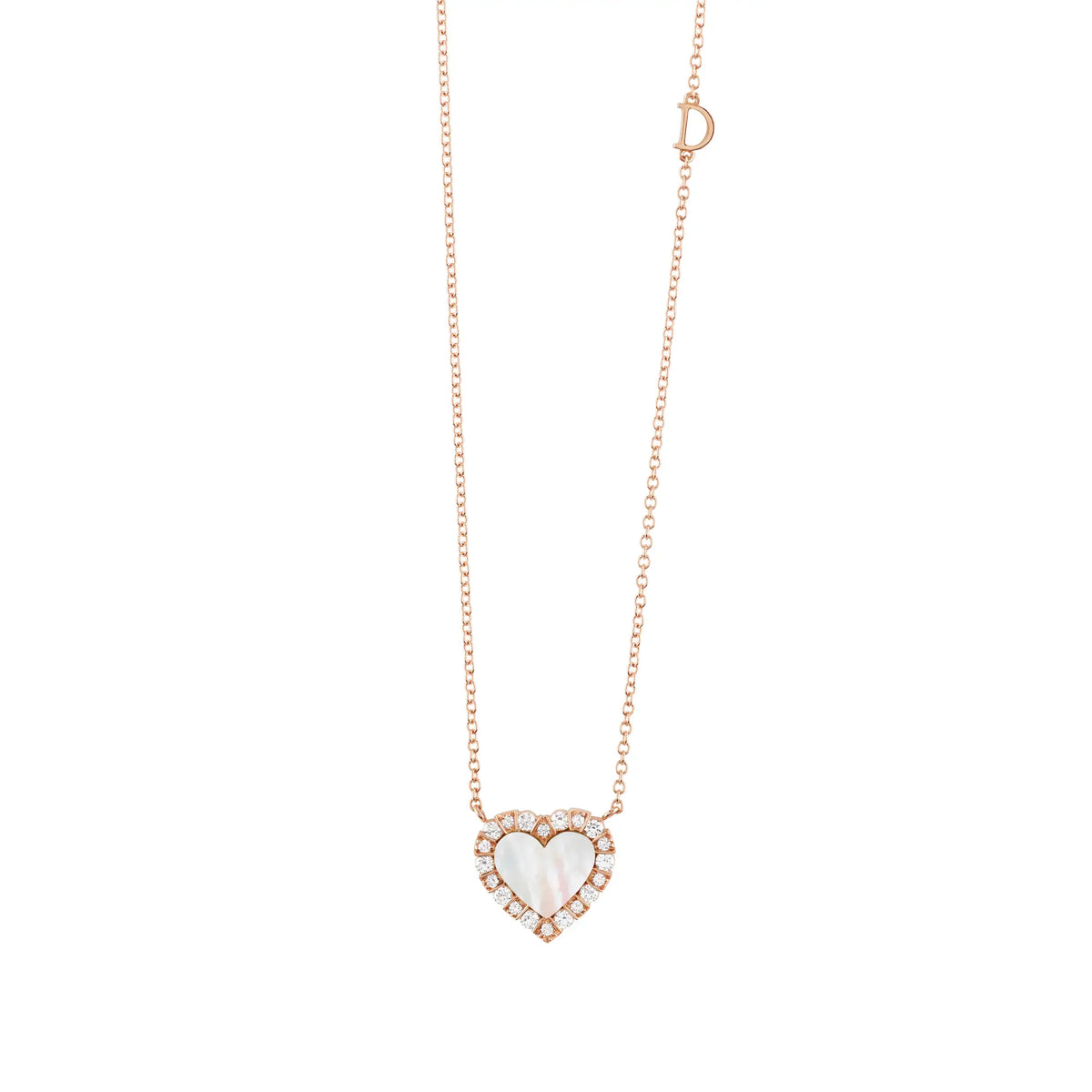Damiani Collana Belle Epoque Cuore Oro Rosa, Diamanti e Madreperla