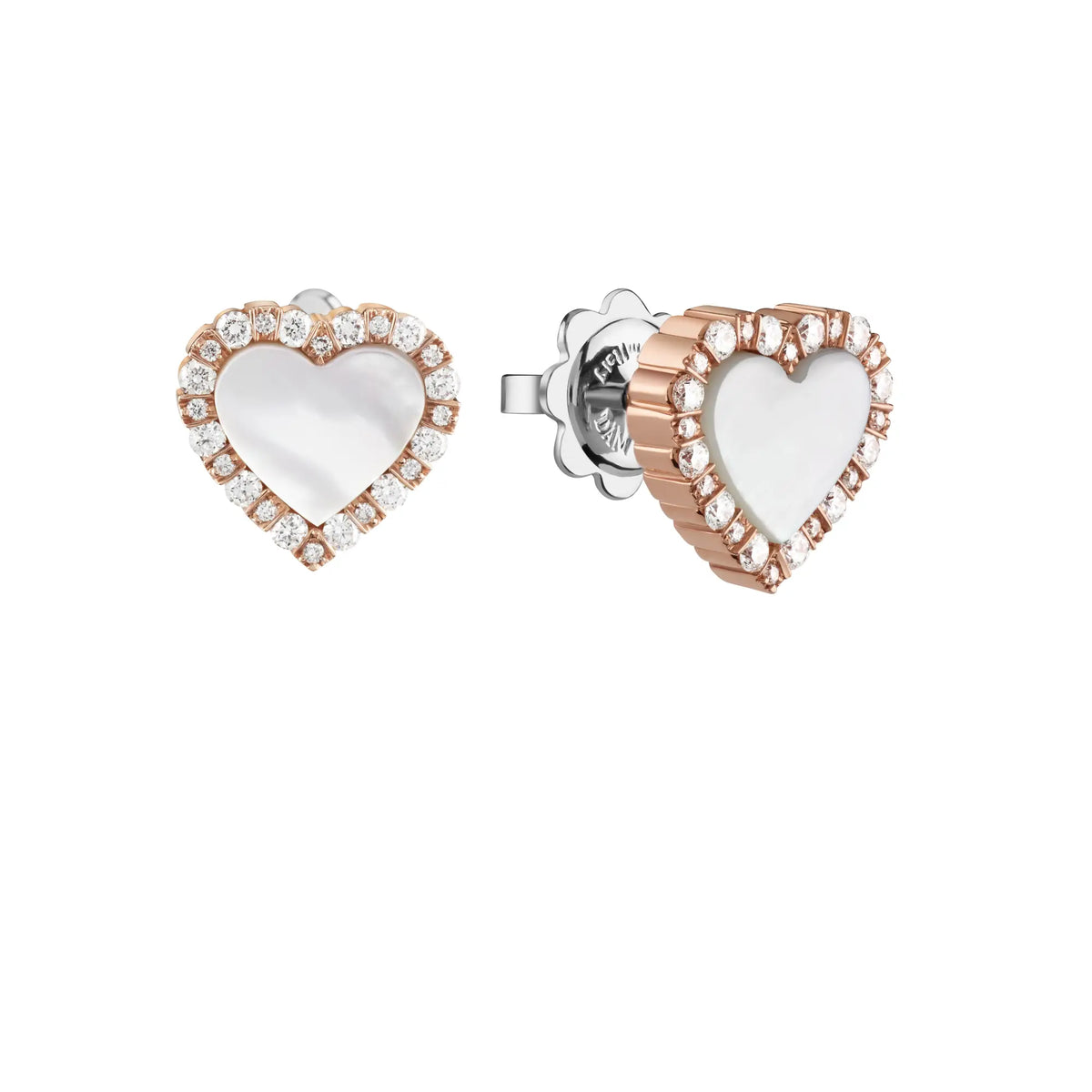 Damiani Orecchini Belle Epoque Cuore Oro Rosa, Diamanti e Madreperla