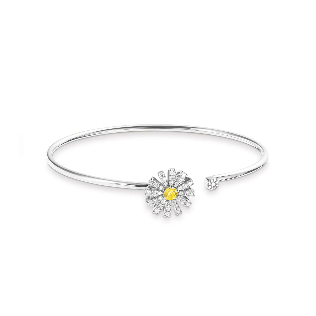 Damiani Bracciale Margherita in Oro Bianco e Diamanti e Zaffiro Giallo
