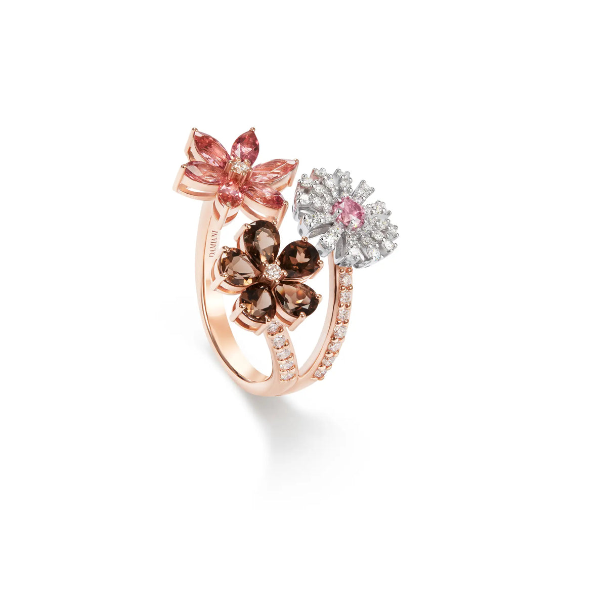 Damiani Anello Margherita Bloom in Oro Rosa Diamanti e Tormaline Rosa
