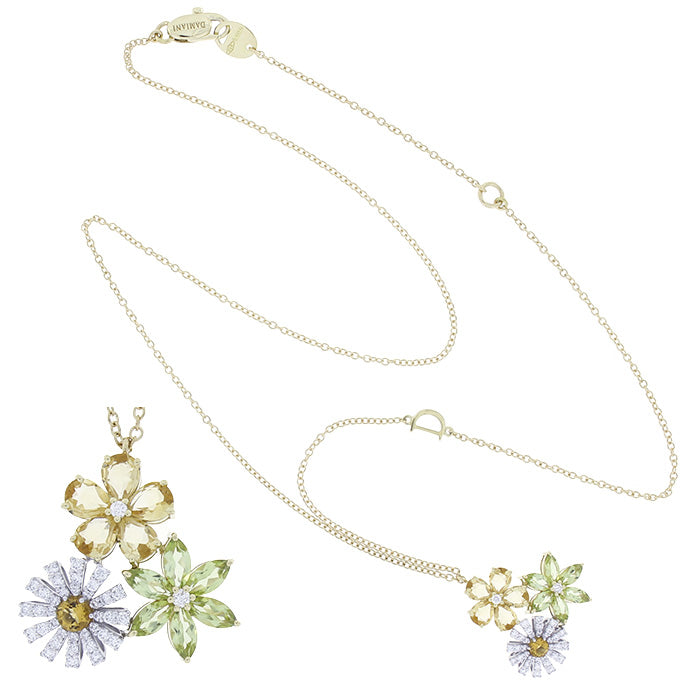 Damiani Collana Margherita Bloom in Oro Giallo Diamanti e Quarzo Citrino