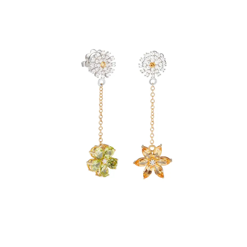 Damiani Orecchini Margherita Bloom in Oro Giallo Diamanti e Quarzo Citrino
