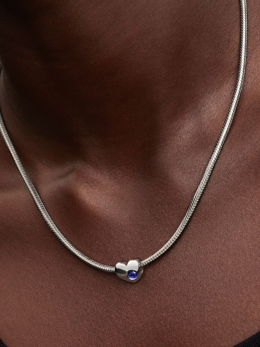 Pandora Charm Cuore con Pietra Blu Settembre da Incidere 794161C09