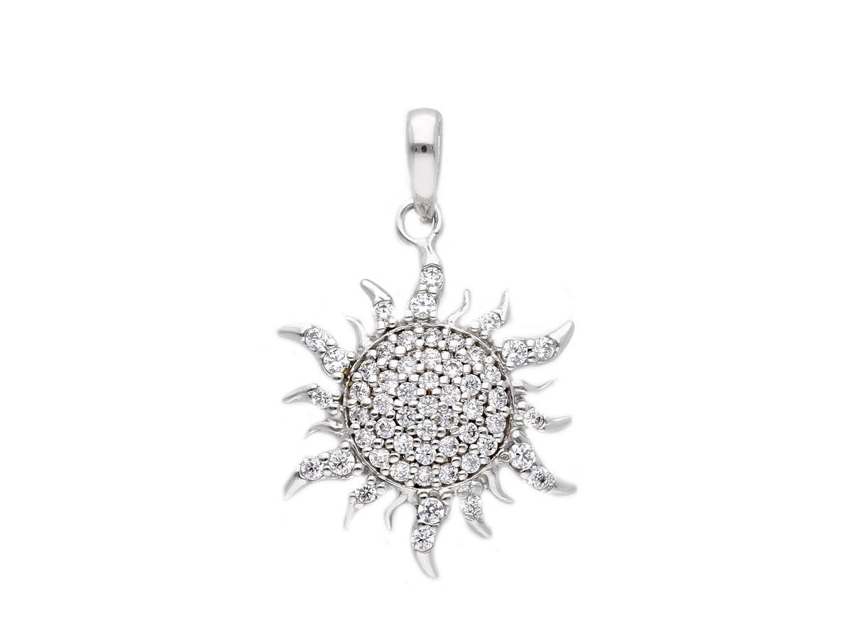  Sun Pendant in 18kt White Gold and Zircons