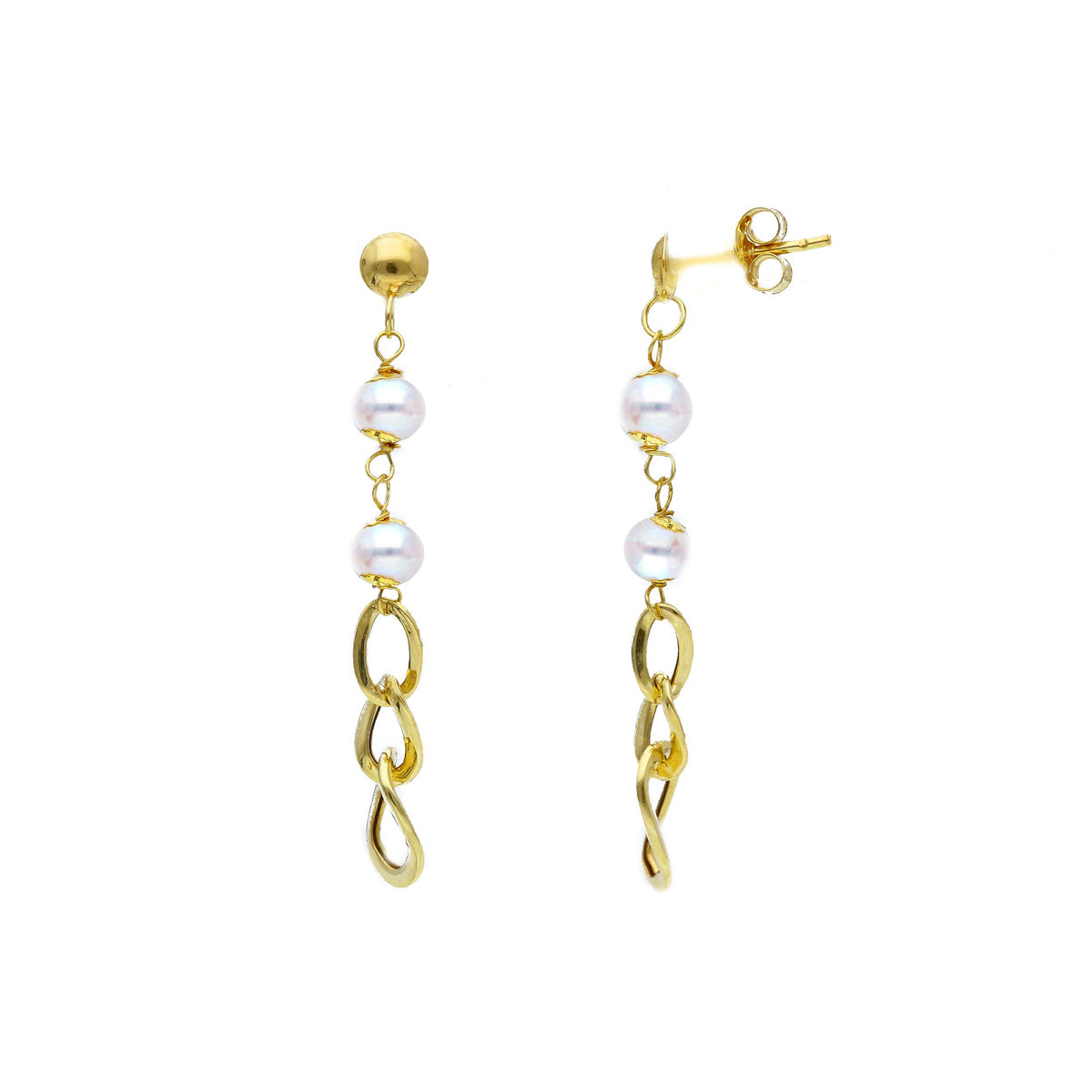 Maiocchi Milano Orecchini Oro Giallo 18kt e Perle Fresh Water