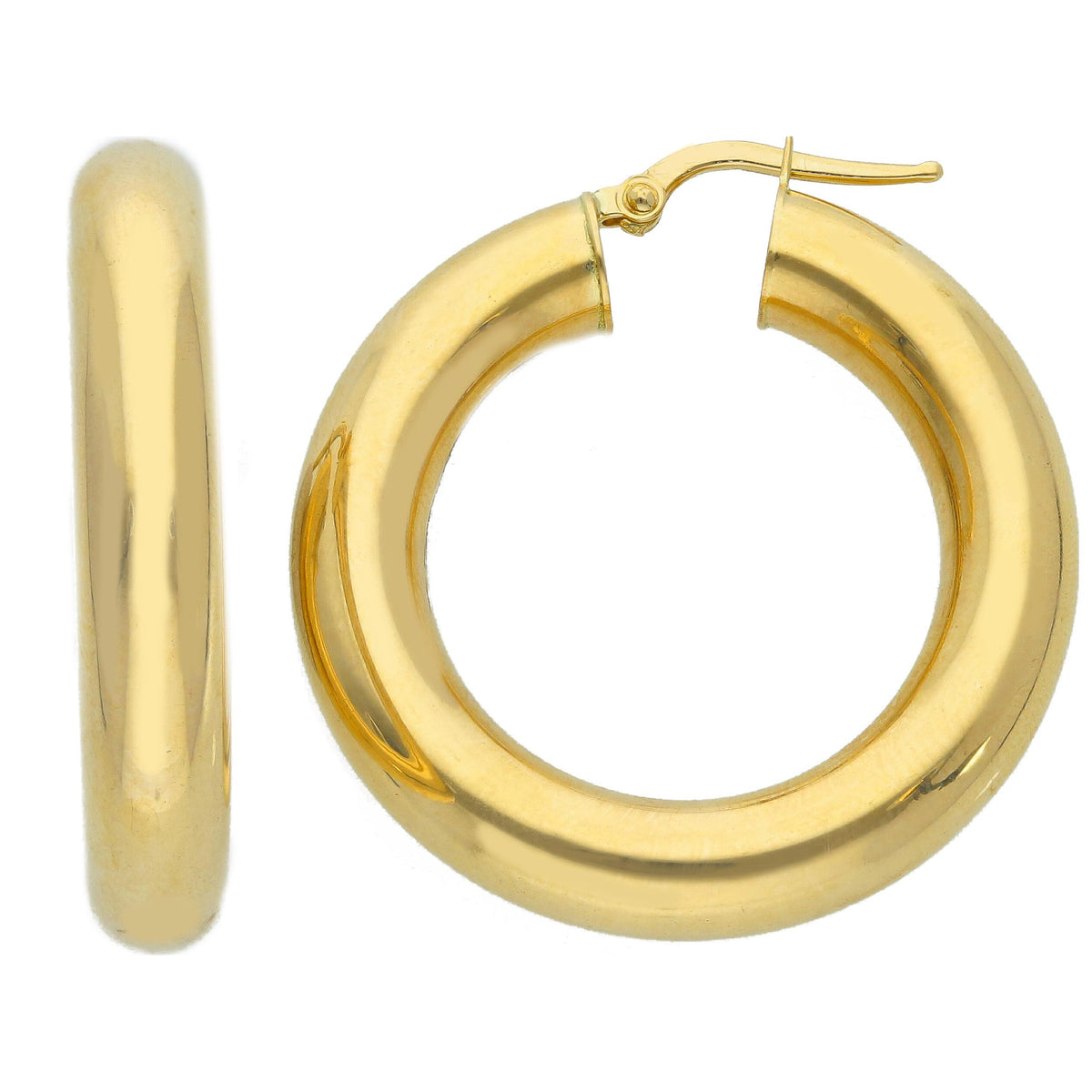 Maiocchi Gold Orecchini Cerchi in Oro Giallo 18kt Sezione 6 MM