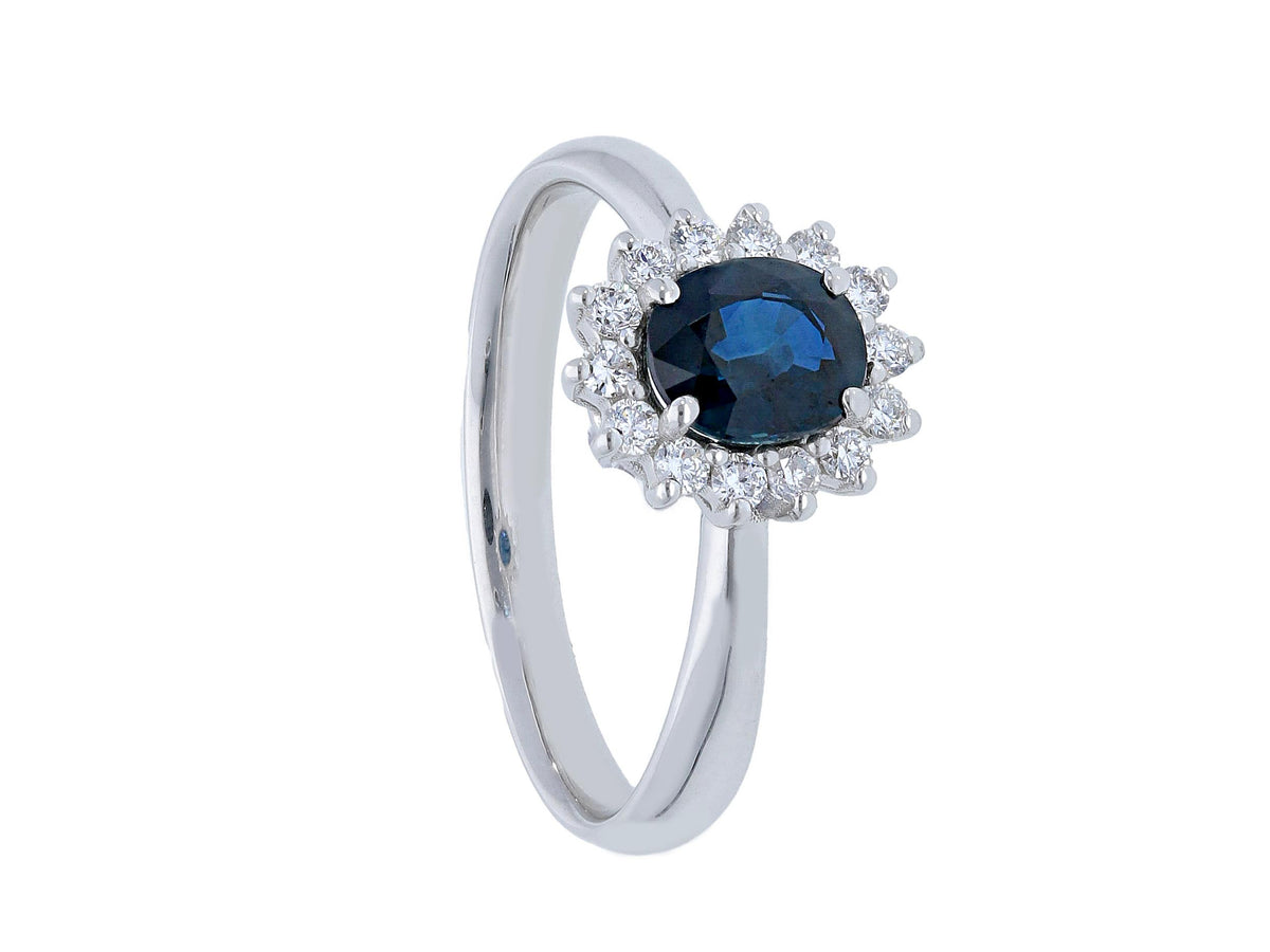  Maiocchi Milano White Gold Ring with Diamonds and Sapphire 0.80 ct