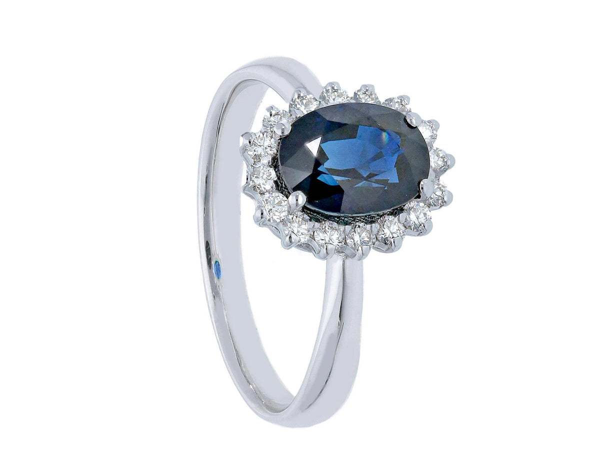  Maiocchi Milano White Gold Ring with Diamonds and Sapphire 1.34 ct