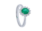  Maiocchi Milano White Gold Ring with Diamonds and Emerald 0.56 ct