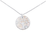  Tree Necklace in 18kt White Gold with Diamond and Mother of Pearl