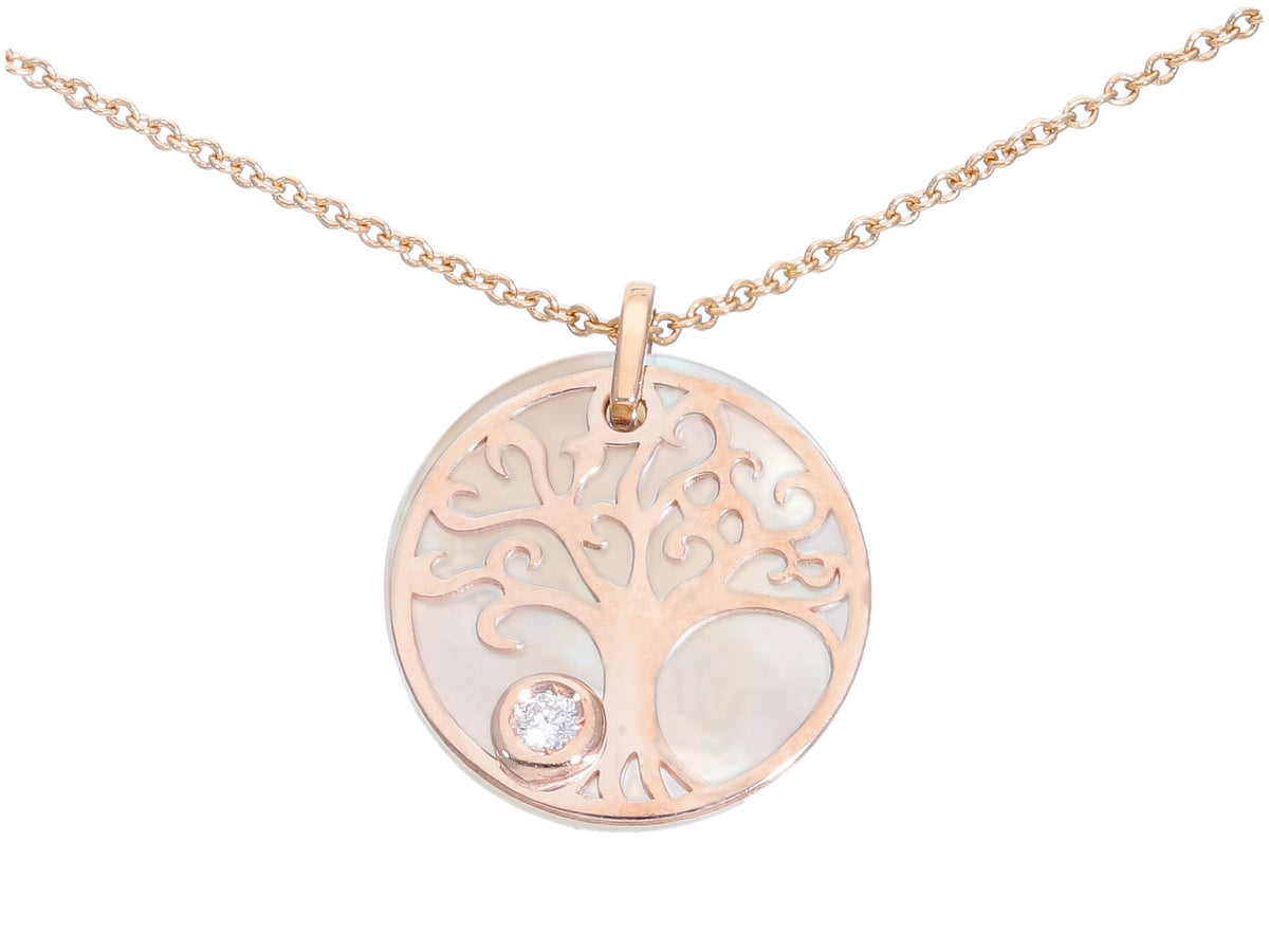 Collana Albero in Oro Rosa 18kt con Diamante e Madreperla