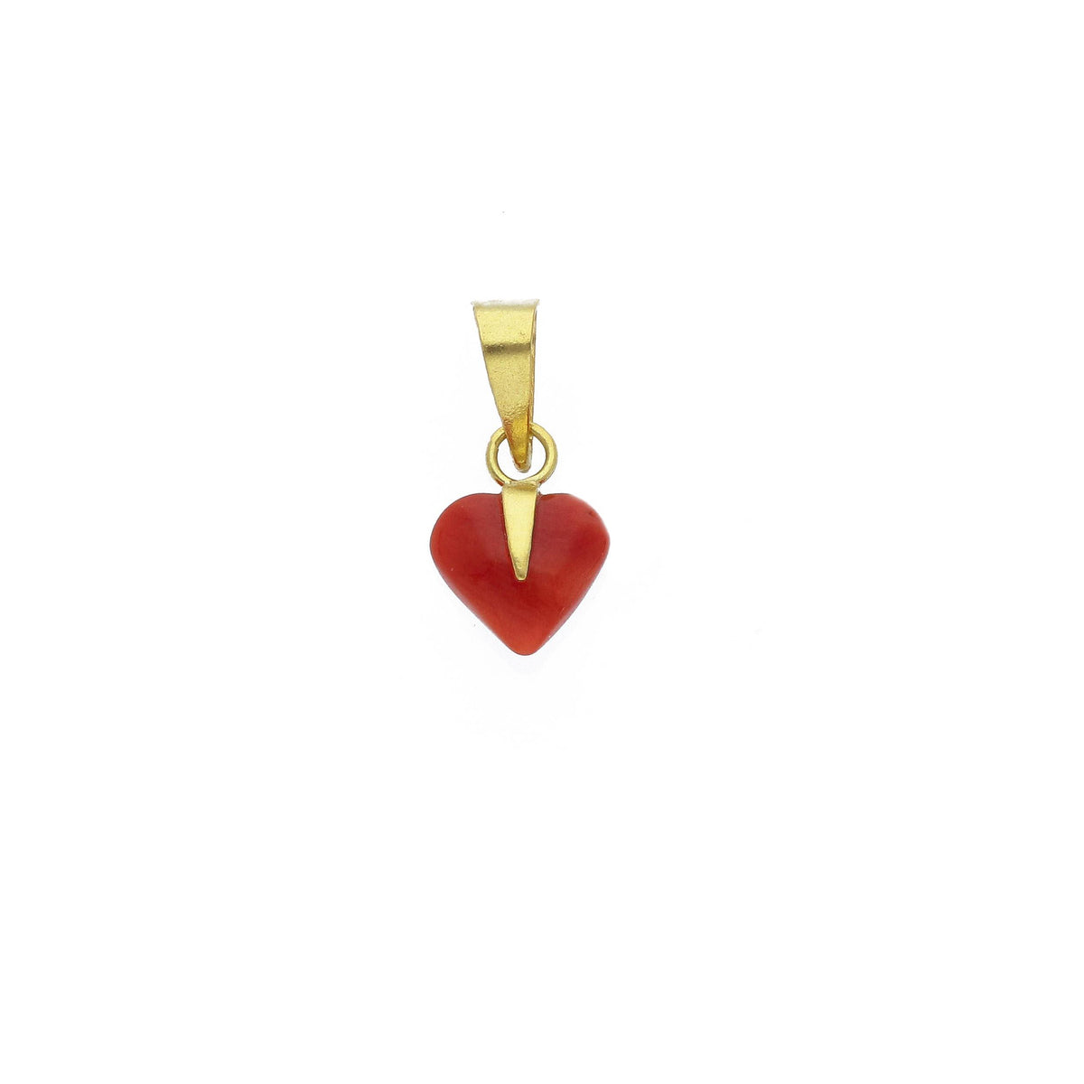 Ciondolo Cuore in Oro Giallo 18kt e Corallo