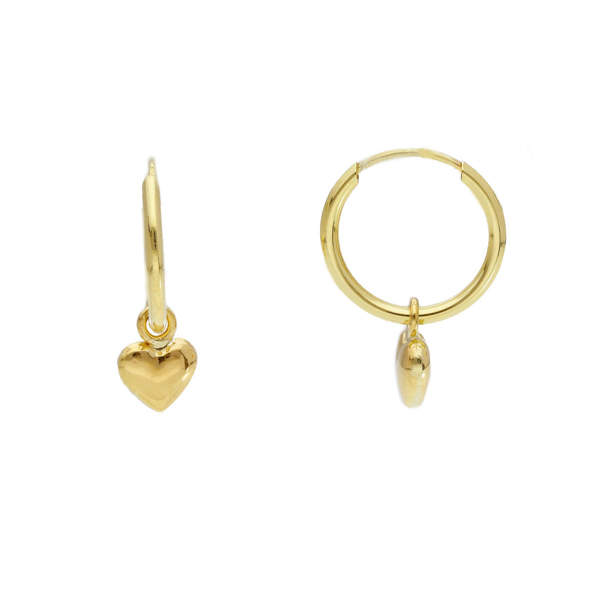 Maiocchi Gold Hoop Earrings with Hearts in 18kt Yellow Gold